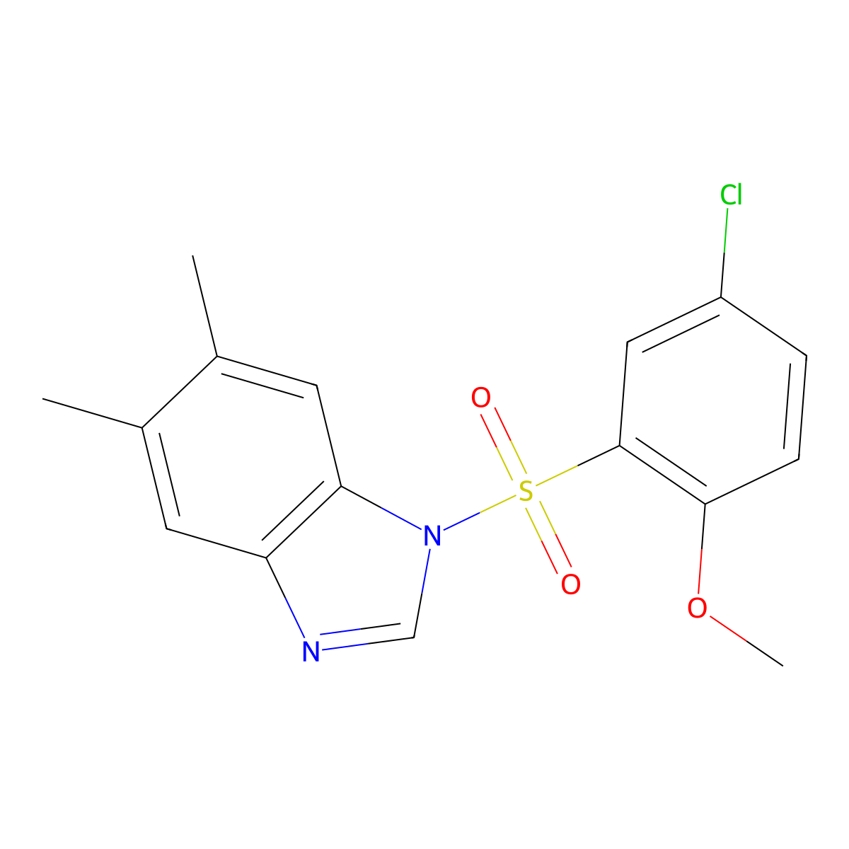 1-(5-chloro-2-methoxybenzenesulfonyl)-5,6-dimethyl-1H-1,3-benzodiazole molecular structure, CAS 1163729-84-7