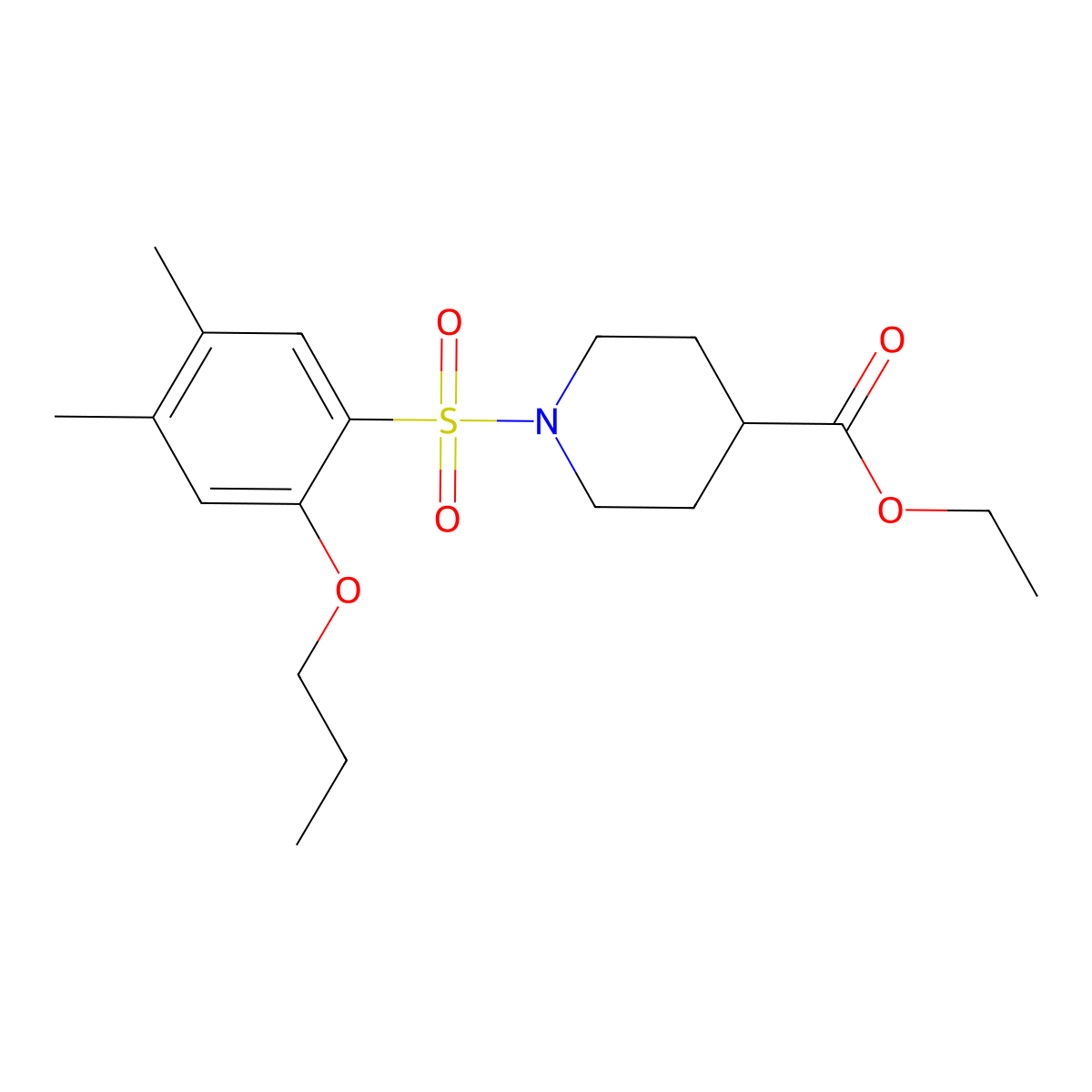 Ethyl 1-(4,5-dimethyl-2-propoxybenzenesulfonyl)piperidine-4-carboxylate molecular structure, CAS 1163730-18-4