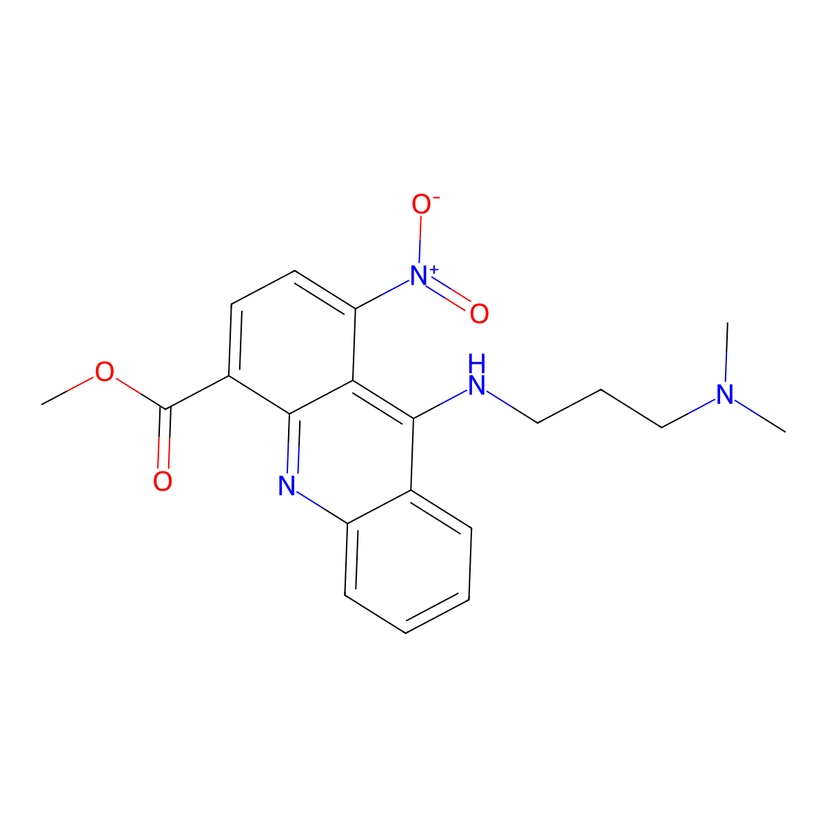 9-((3-(Dimethylamino)propyl)amino)-1-nitro-4-acridinecarboxylic acid methyl ester molecular structure, CAS 116374-64-2