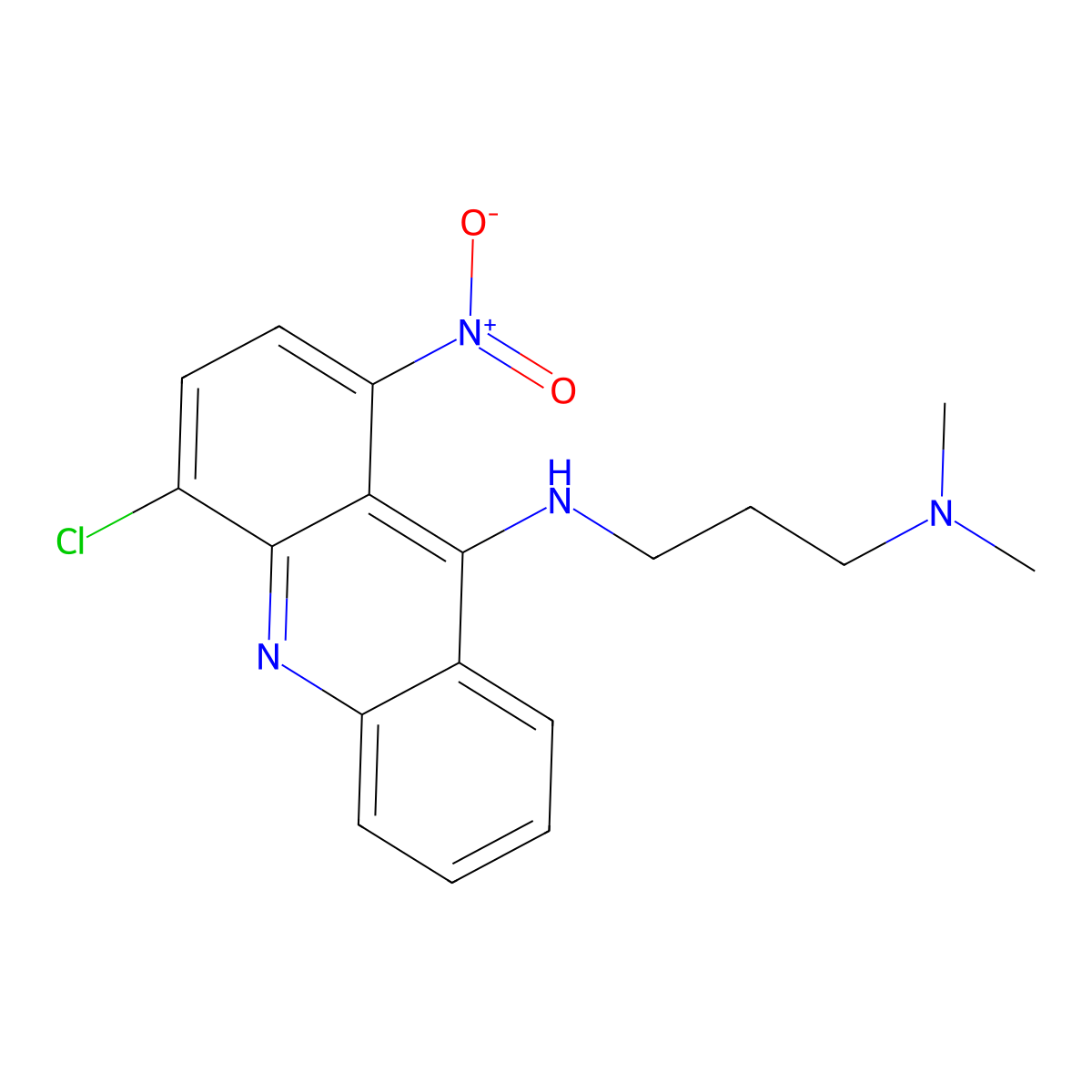 1,3-Propanediamine, N,N-dimethyl-N'-(4-chloro-1-nitro-9-acridinyl)- molecular structure, CAS 116374-65-3