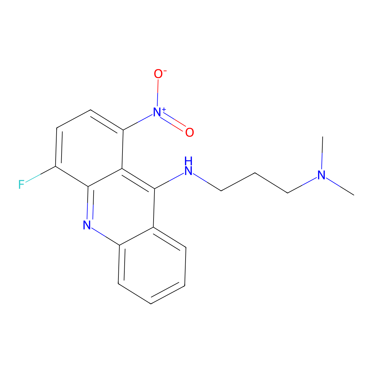 1,3-Propanediamine, N,N-dimethyl-N'-(4-fluoro-1-nitro-9-acridinyl)- molecular structure, CAS 116374-66-4