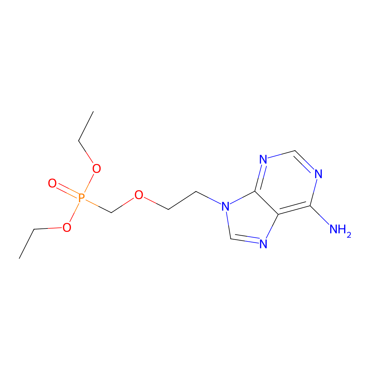 Diethyl ((2-(6-amino-9H-purin-9-yl)ethoxy)methyl)phosphonate molecular structure, CAS 116384-53-3