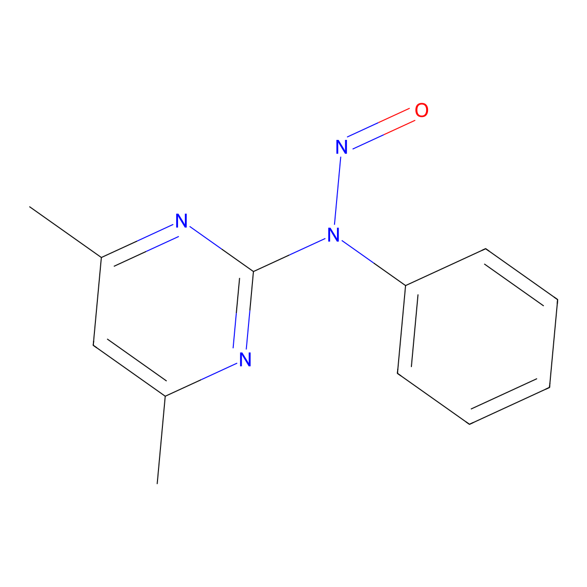 4,6-dimethyl-N-nitroso-N-phenylpyrimidin-2-amine molecular structure, CAS 116389-21-0