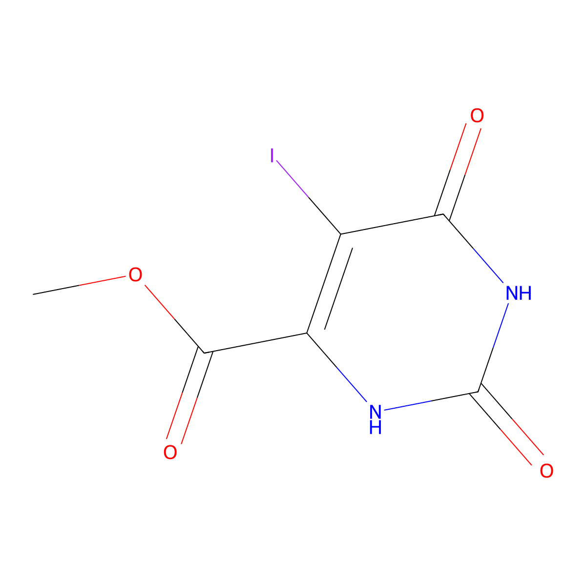 Methyl 5-iodo-2,6-dioxo-1,2,3,6-tetrahydropyrimidine-4-carboxylate molecular structure, CAS 116393-71-6