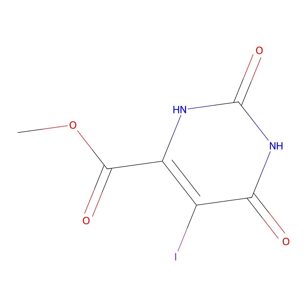 Methyl 5-iodo-2,6-dioxo-1,2,3,6-tetrahydropyrimidine-4-carboxylate molecular structure, CAS 116393-71-6