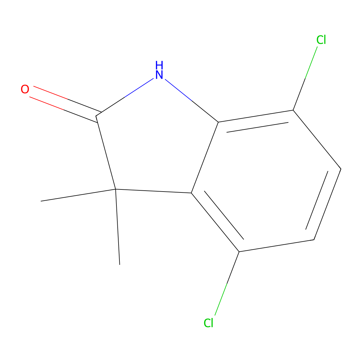 4,7-dichloro-3,3-dimethyl-2,3-dihydro-1H-indol-2-one molecular structure, CAS 116399-71-4