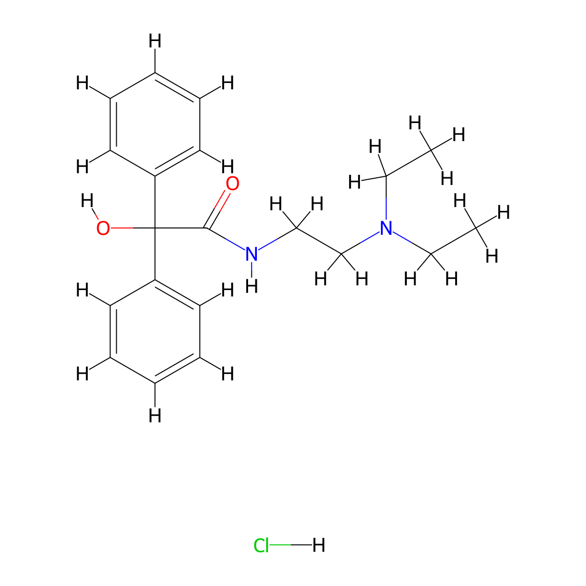N-[2-(Diethylamino)ethyl]-2-hydroxy-2,2-diphenylacetamide hydrochloride molecular structure, CAS 1164-42-7