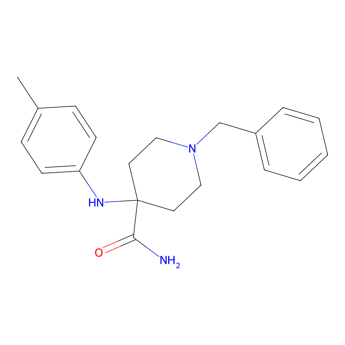 1-Benzyl-4-(p-toluidino)piperidine-4-carboxamide molecular structure, CAS 1164-72-3