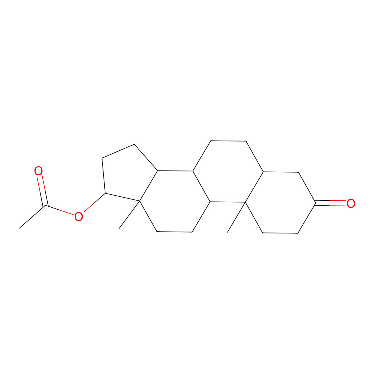 Stanolone acetate molecular structure, CAS 1164-91-6