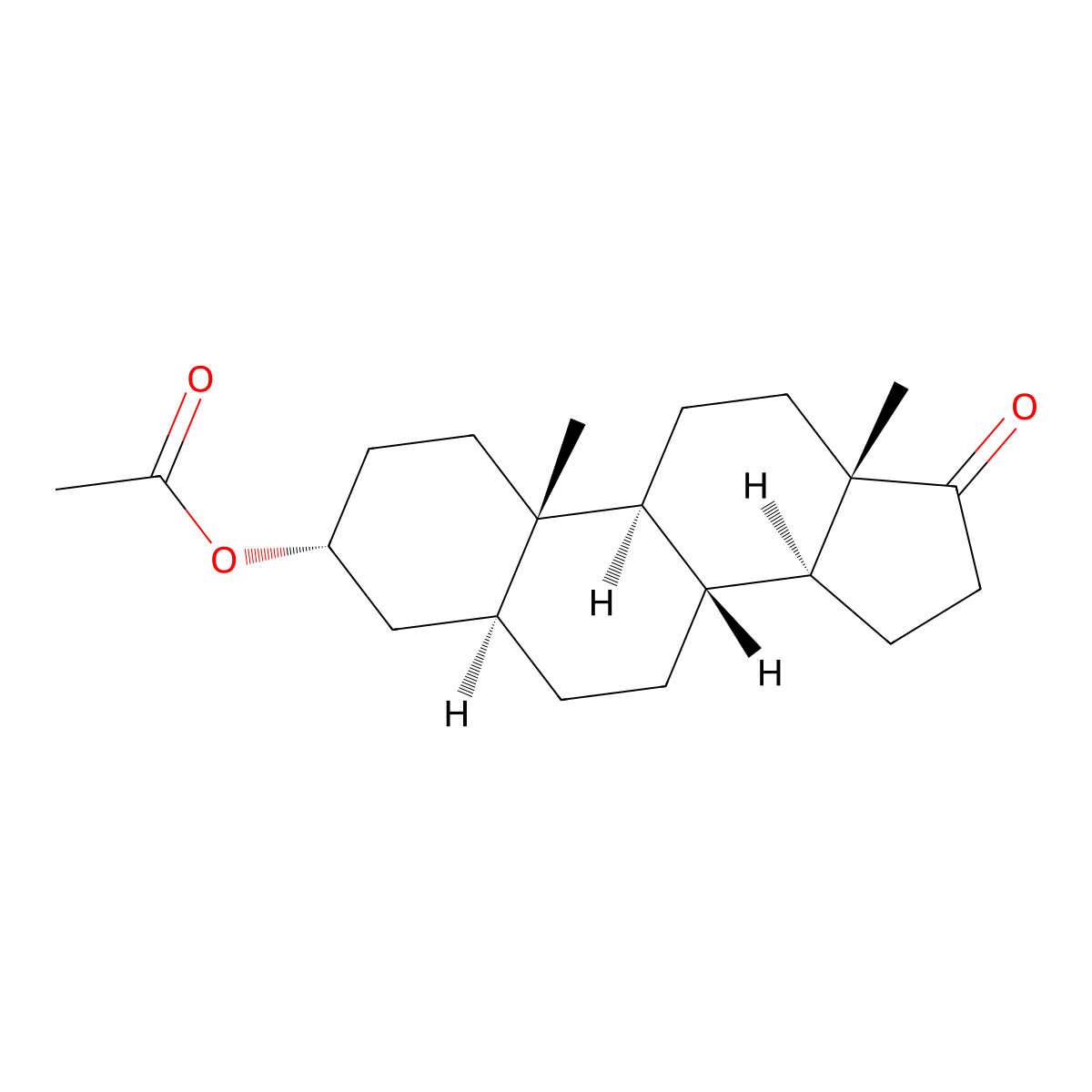 Androsterone acetate molecular structure, CAS 1164-95-0
