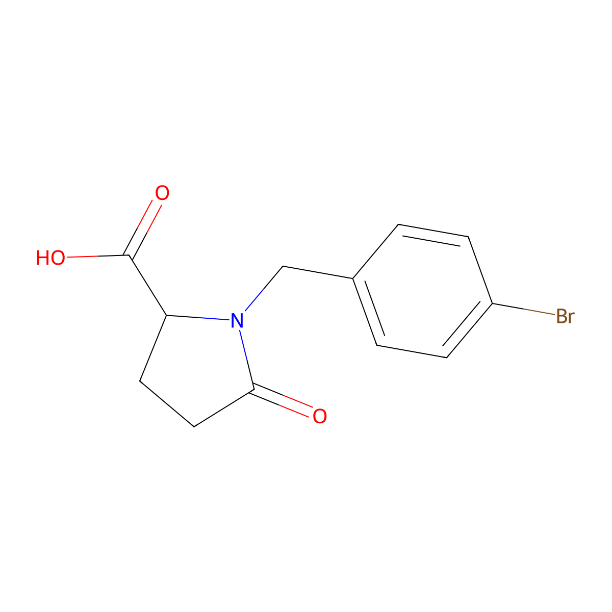 1-[(4-Bromophenyl)methyl]-5-oxopyrrolidine-2-carboxylic acid molecular structure, CAS 116404-23-0
