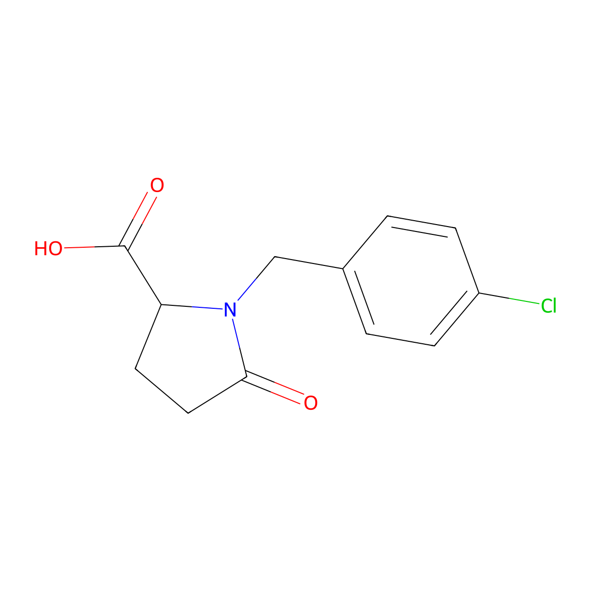 1-[(4-Chlorophenyl)methyl]-5-oxopyrrolidine-2-carboxylic acid molecular structure, CAS 116404-24-1