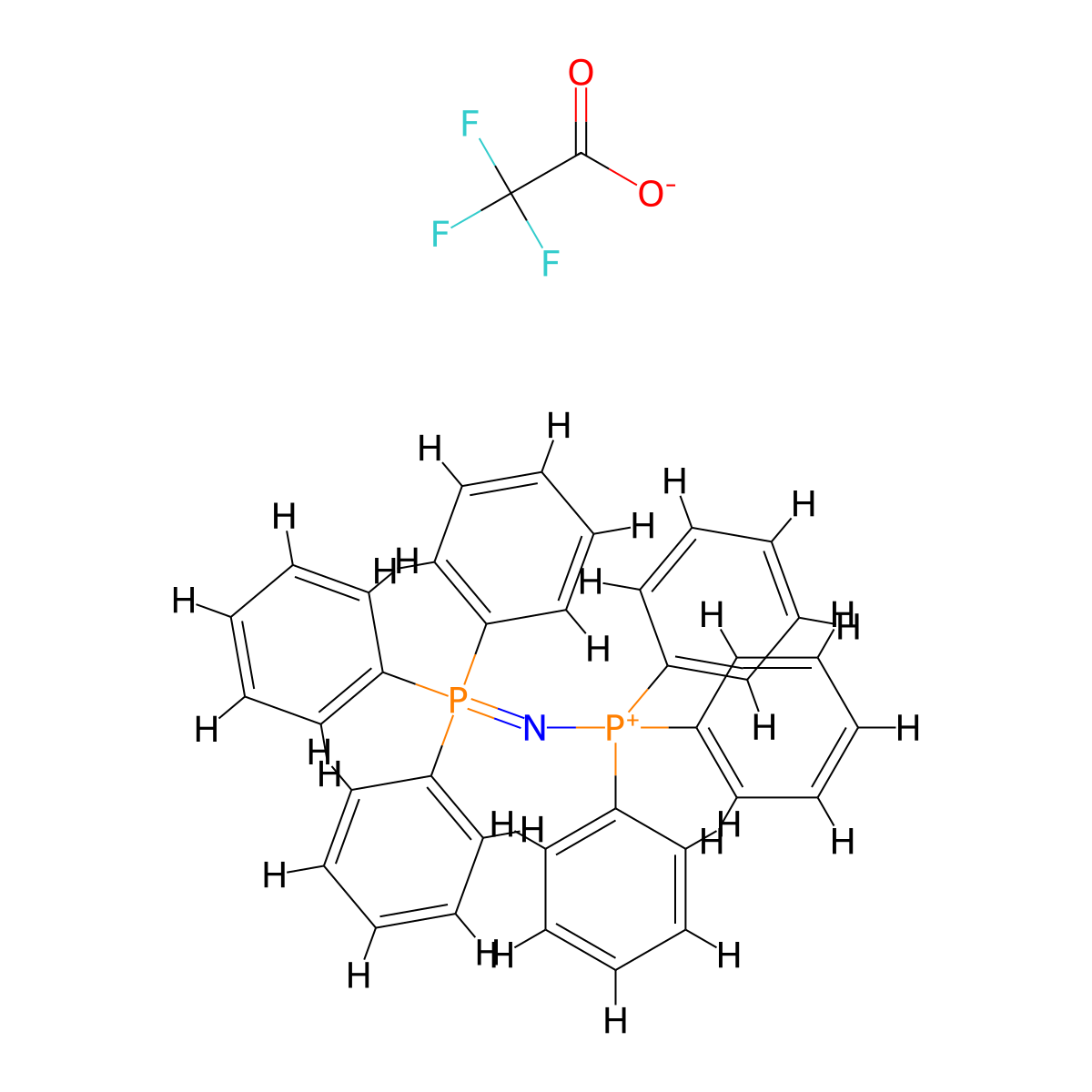 1,1,1-Triphenyl-N-(triphenylphosphoranylidene)phosphoraniminium 2,2,2-trifluoroacetate molecular structure, CAS 116405-43-7