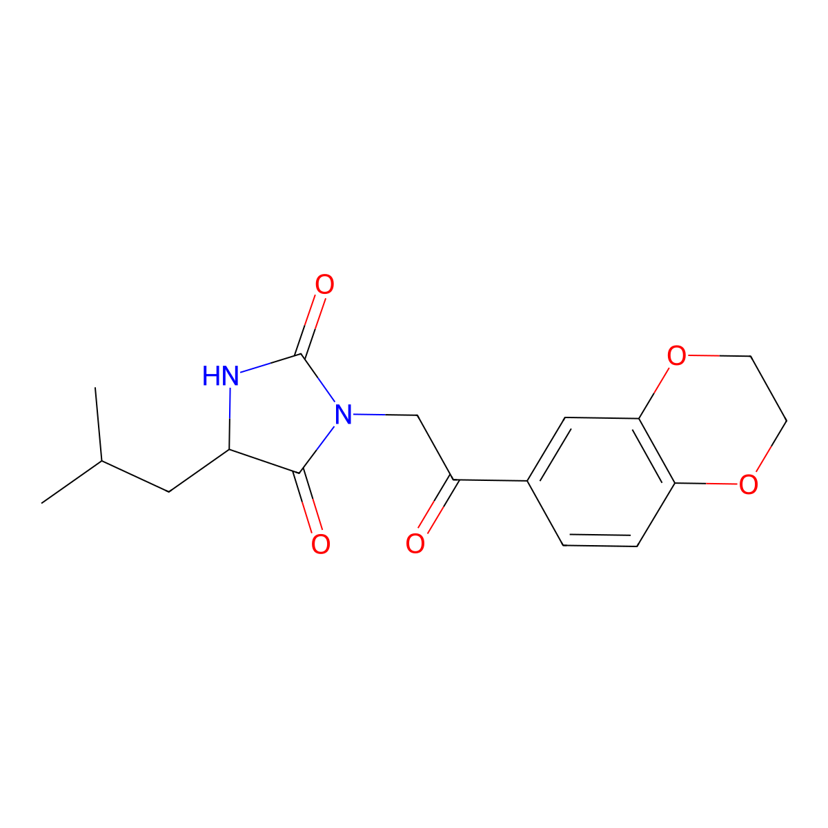 3-[2-(2,3-Dihydro-1,4-benzodioxin-6-yl)-2-oxoethyl]-5-(2-methylpropyl)imidazolidine-2,4-dione molecular structure, CAS 1164096-76-7