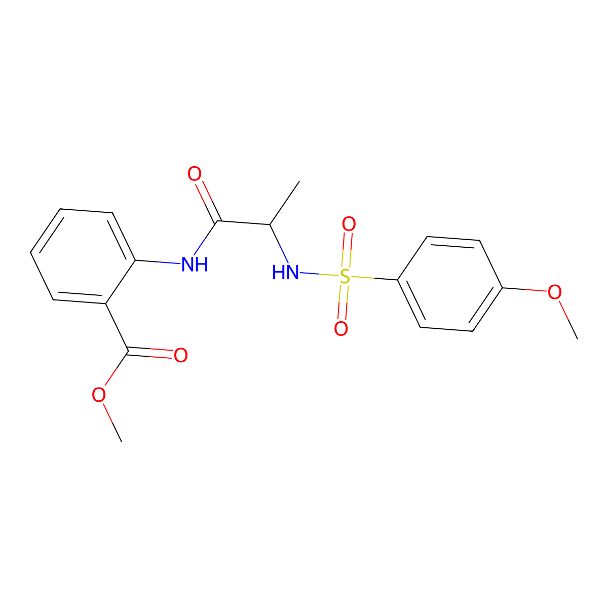 methyl 2-({N-[(4-methoxyphenyl)sulfonyl]alanyl}amino)benzoate molecular structure, CAS 1164097-29-3