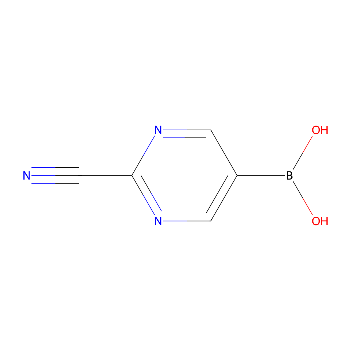 (2-Cyanopyrimidin-5-YL)boronic acid molecular structure, CAS 1164100-81-5