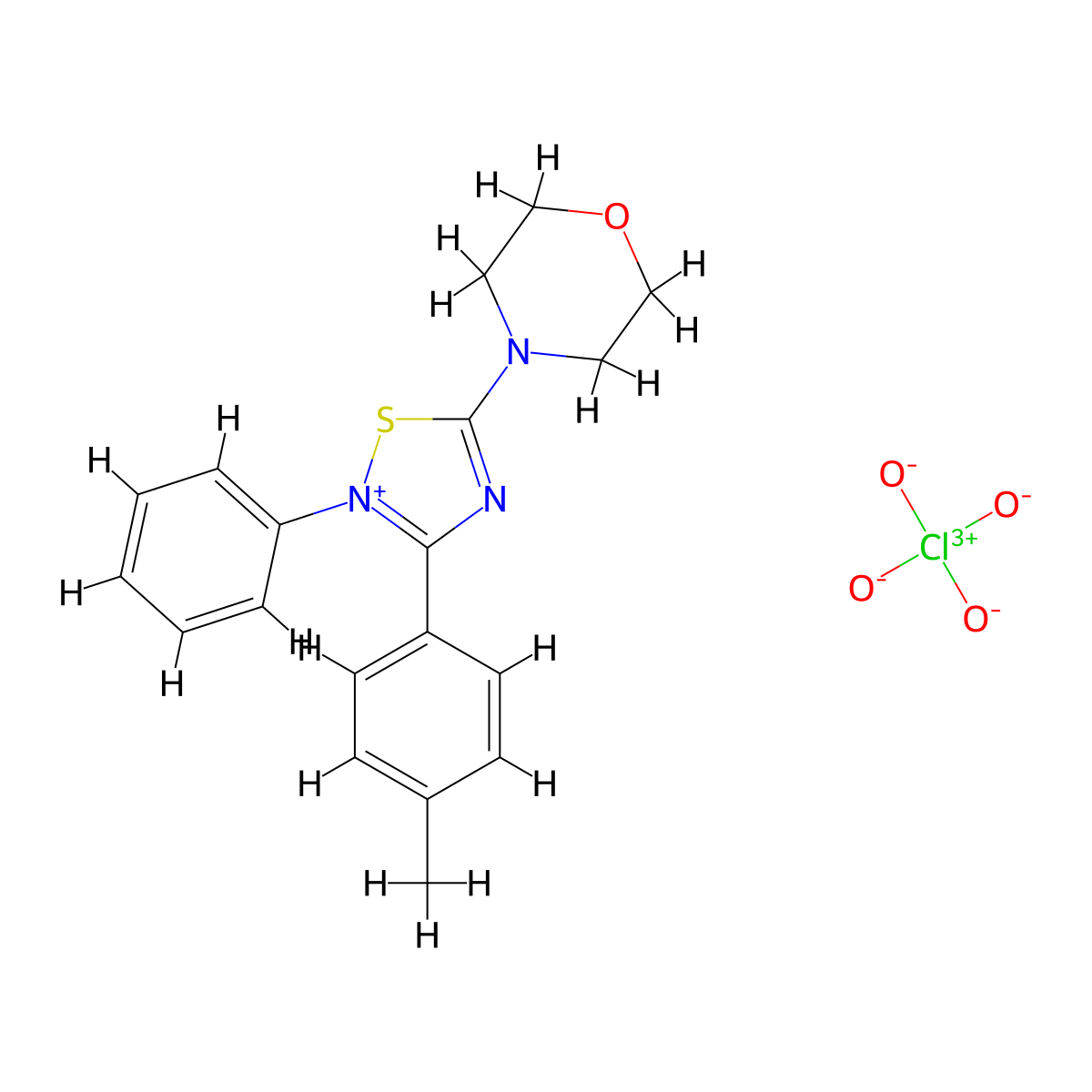 5-Morpholino-2-phenyl-3-(p-tolyl)-1,2,4-thiadiazol-2-ium perchlorate molecular structure, CAS 1164102-31-1