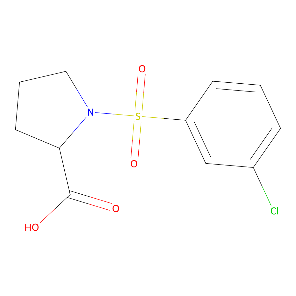 ((3-Chlorophenyl)sulfonyl)proline molecular structure, CAS 1164136-21-3