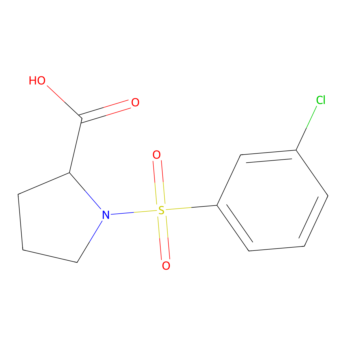 ((3-Chlorophenyl)sulfonyl)proline molecular structure, CAS 1164136-21-3