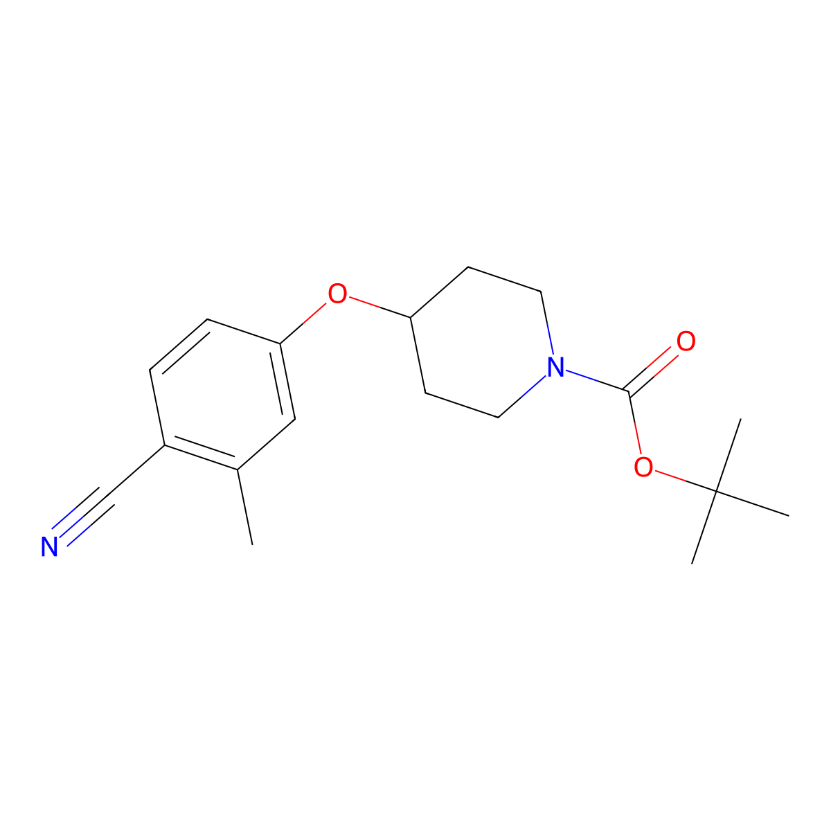 Tert-butyl 4-(4-cyano-3-methylphenoxy)piperidine-1-carboxylate molecular structure, CAS 1164178-34-0