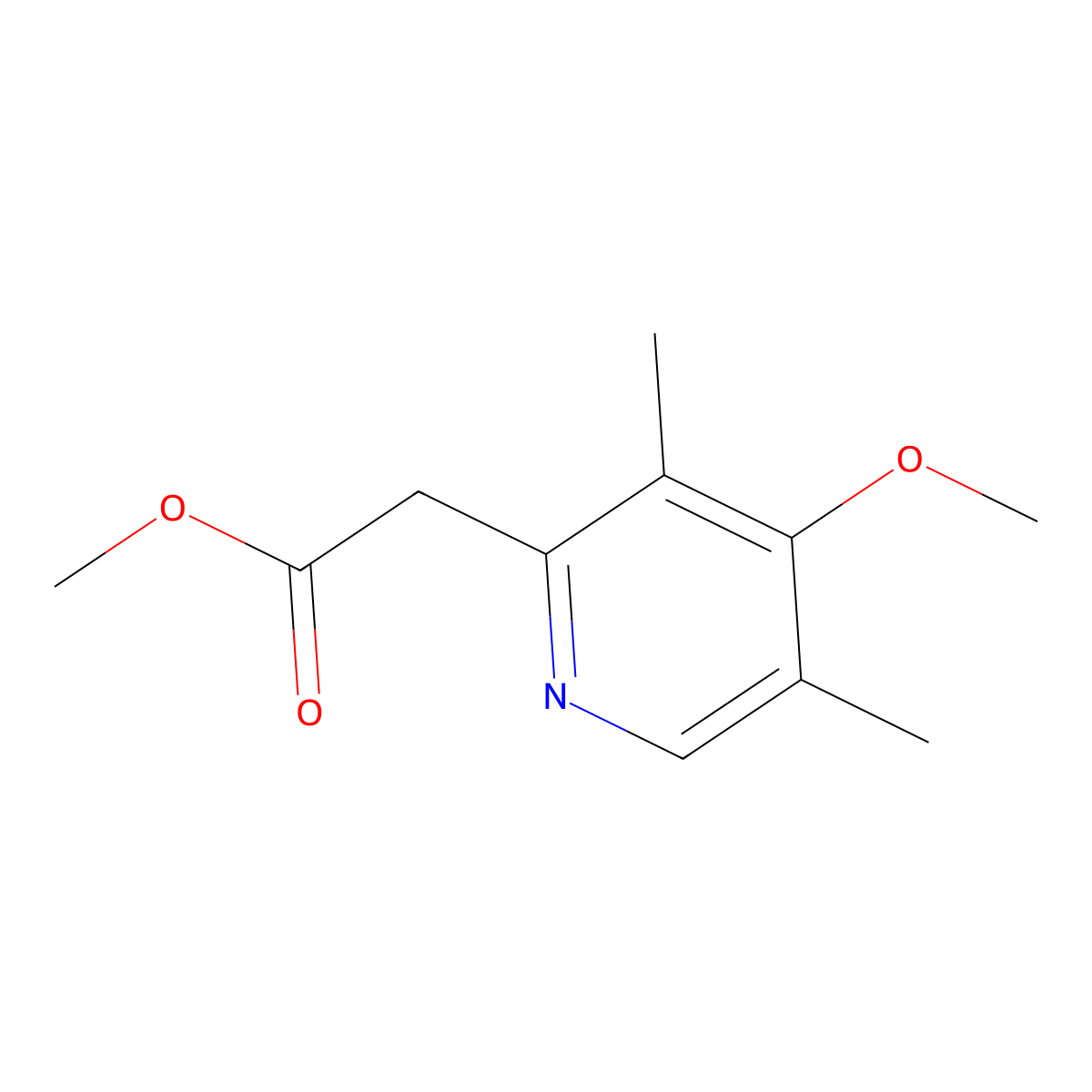 Methyl 2-(4-methoxy-3,5-dimethylpyridin-2-yl)acetate molecular structure, CAS 116419-00-2