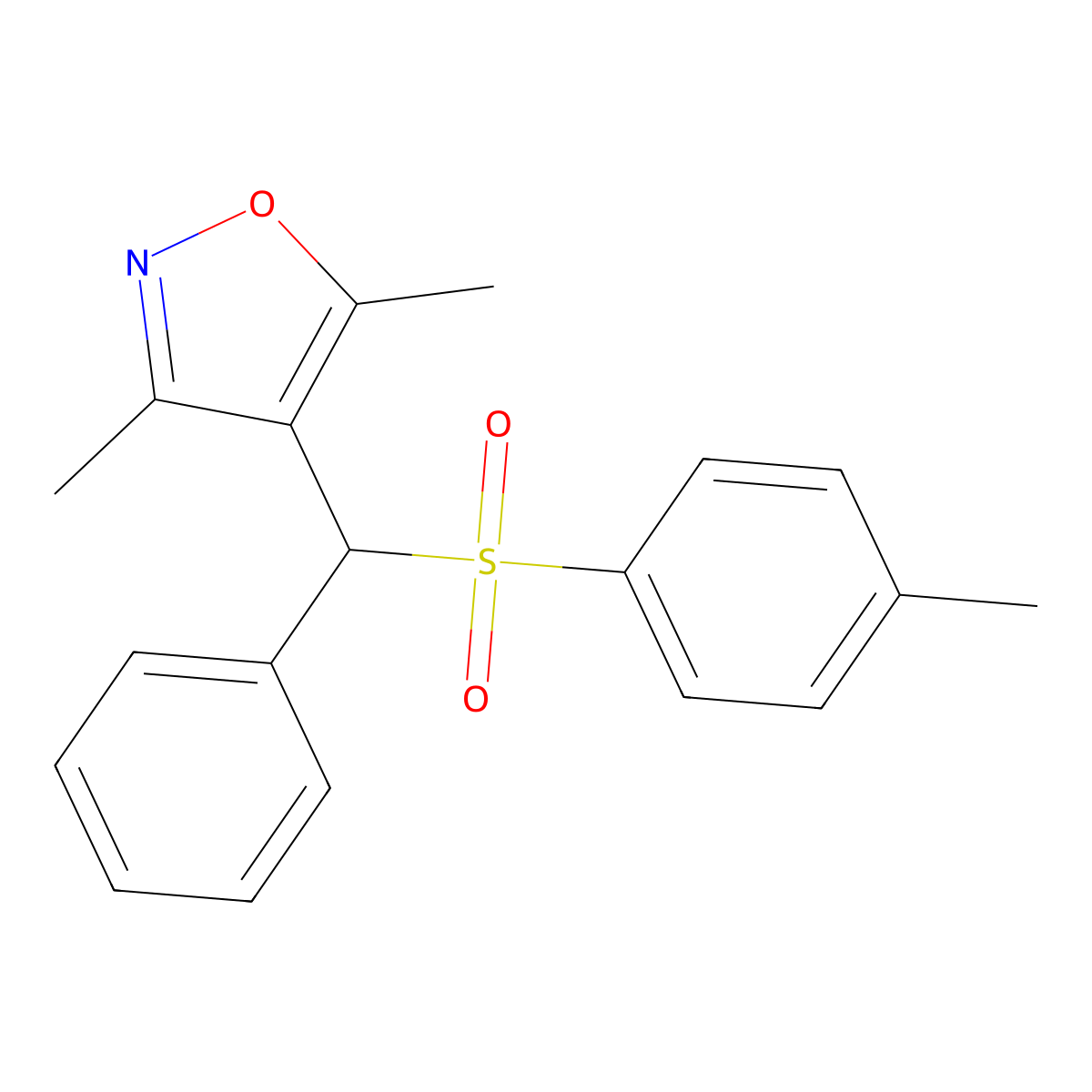 3,5-Dimethyl-4-[(4-methylphenyl)sulfonyl-phenylmethyl]-1,2-oxazole molecular structure, CAS 116422-95-8