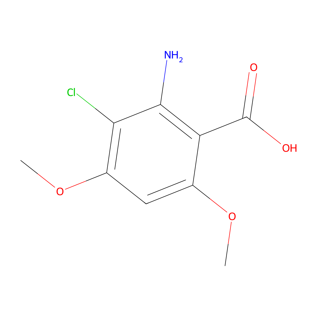 2-Amino-3-chloro-4,6-dimethoxybenzoic acid molecular structure, CAS 1164251-94-8