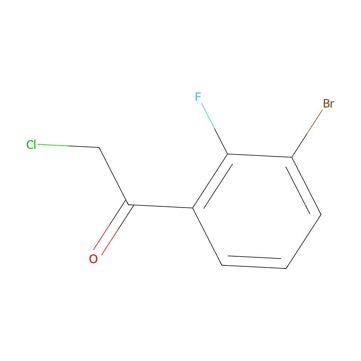1-(3-Bromo-2-fluorophenyl)-2-chloroethan-1-one molecular structure, CAS 1164294-23-8