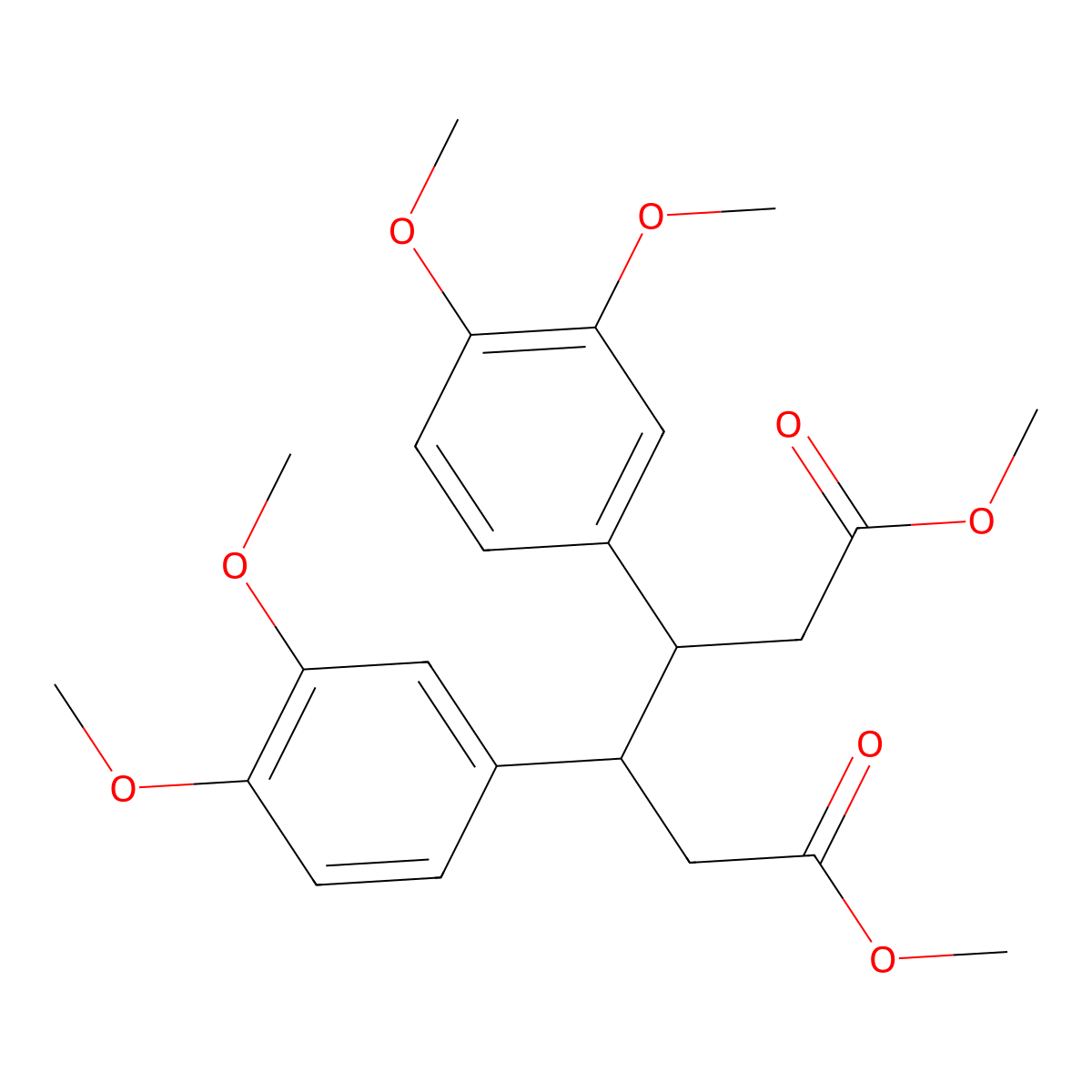 Adipic acid, 3,4-bis(3',4'-dimethoxyphenyl)-, dimethyl ester molecular structure, CAS 116435-60-0