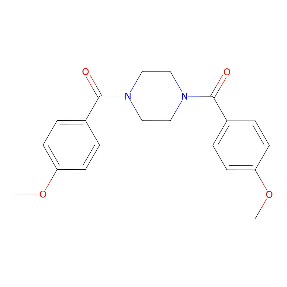 1,4-Bis(4-methoxybenzoyl)piperazine molecular structure, CAS 116435-87-1