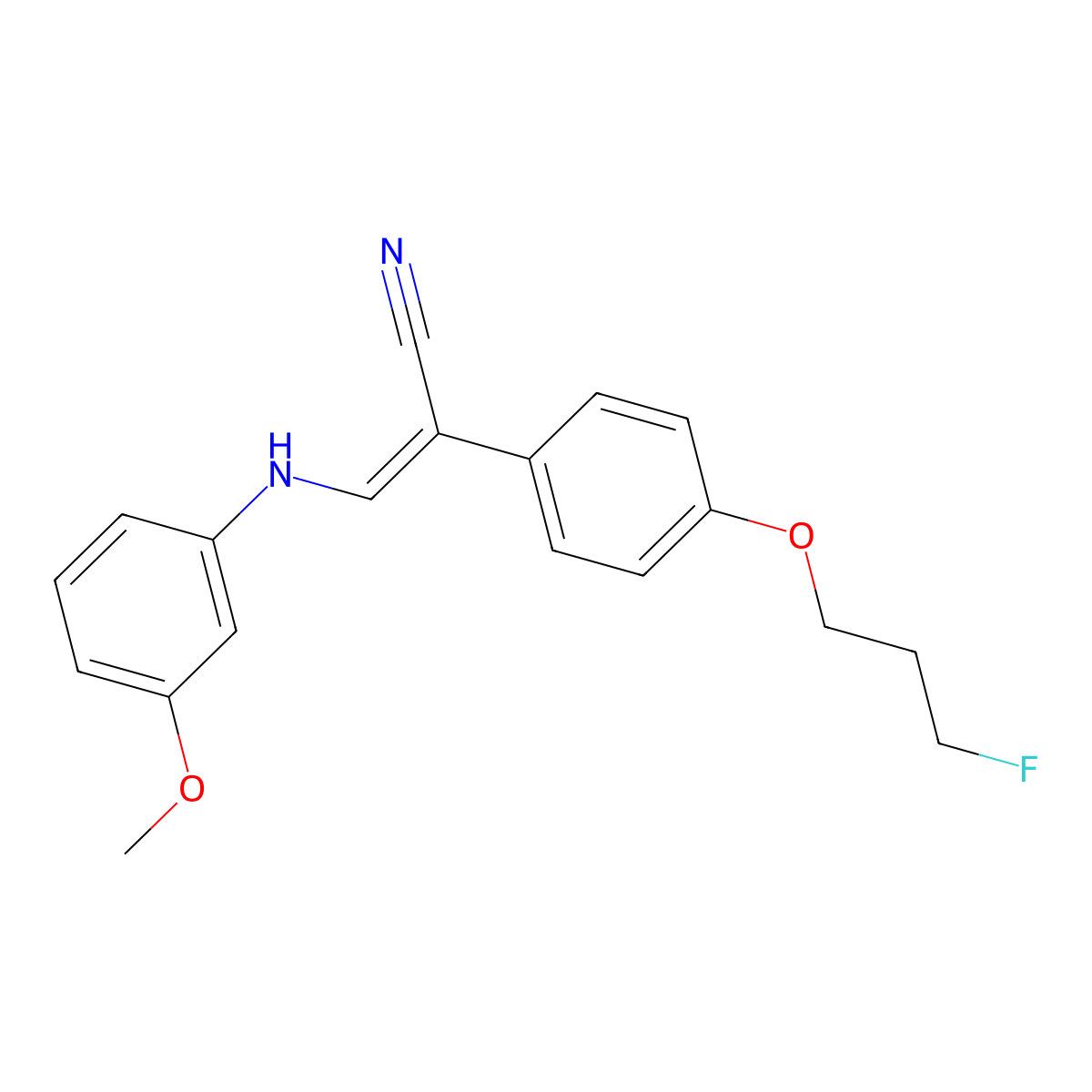 (Z)-2-[4-(3-fluoropropoxy)phenyl]-3-(3-methoxyanilino)-2-propenenitrile molecular structure, CAS 1164456-63-6