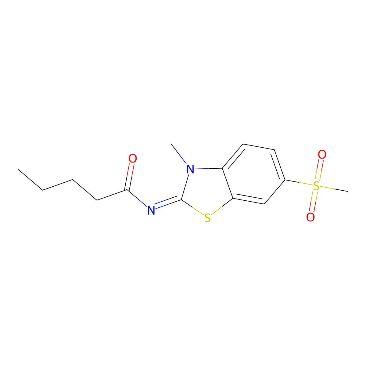 (Z)-N-(3-methyl-6-(methylsulfonyl)benzo[d]thiazol-2(3H)-ylidene)pentanamide molecular structure, CAS 1164457-38-8