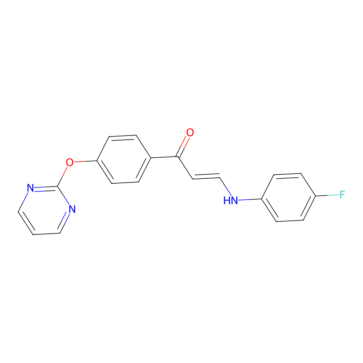 (E)-3-(4-fluoroanilino)-1-[4-(2-pyrimidinyloxy)phenyl]-2-propen-1-one molecular structure, CAS 1164457-60-6