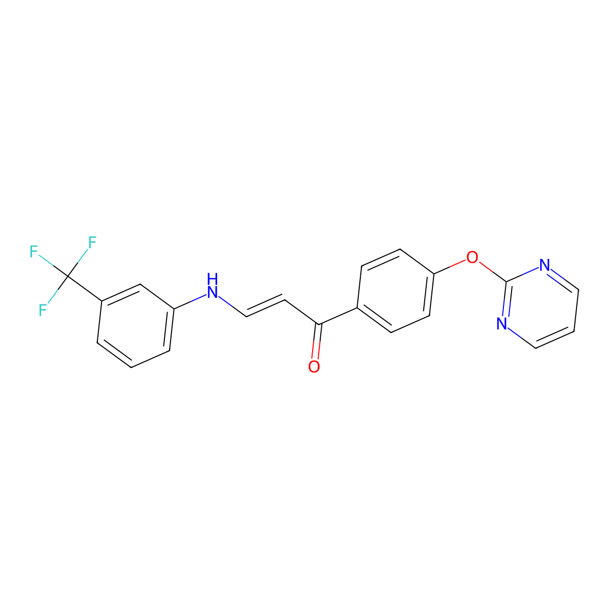 (E)-1-[4-(2-pyrimidinyloxy)phenyl]-3-[3-(trifluoromethyl)anilino]-2-propen-1-one molecular structure, CAS 1164457-65-1