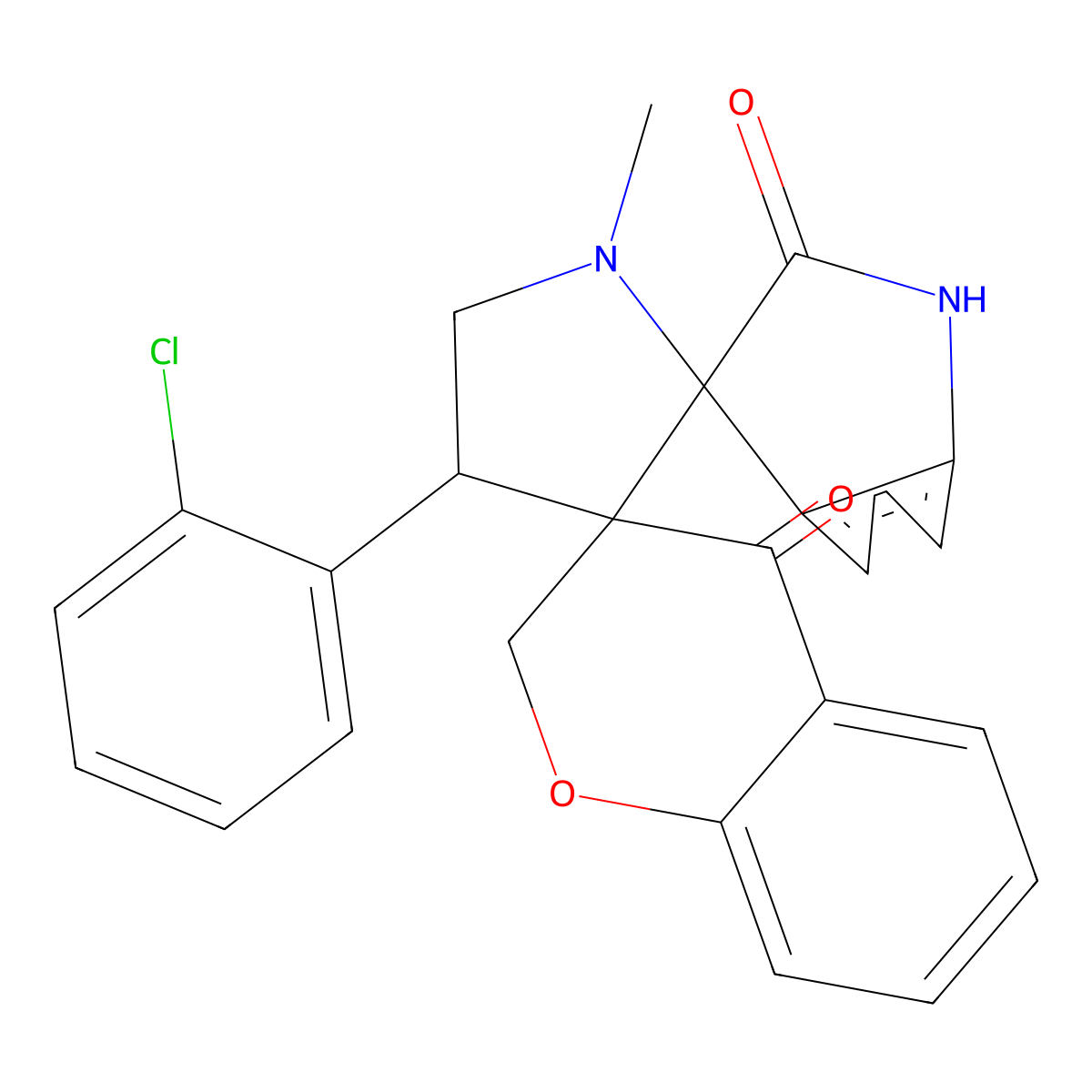 chroman-4'-one-3'-spiro-3-N-methyl-4-(2-chlorophenyl)-pyrrolidine-2-spiro-3"-oxindole molecular structure, CAS 1164457-72-0