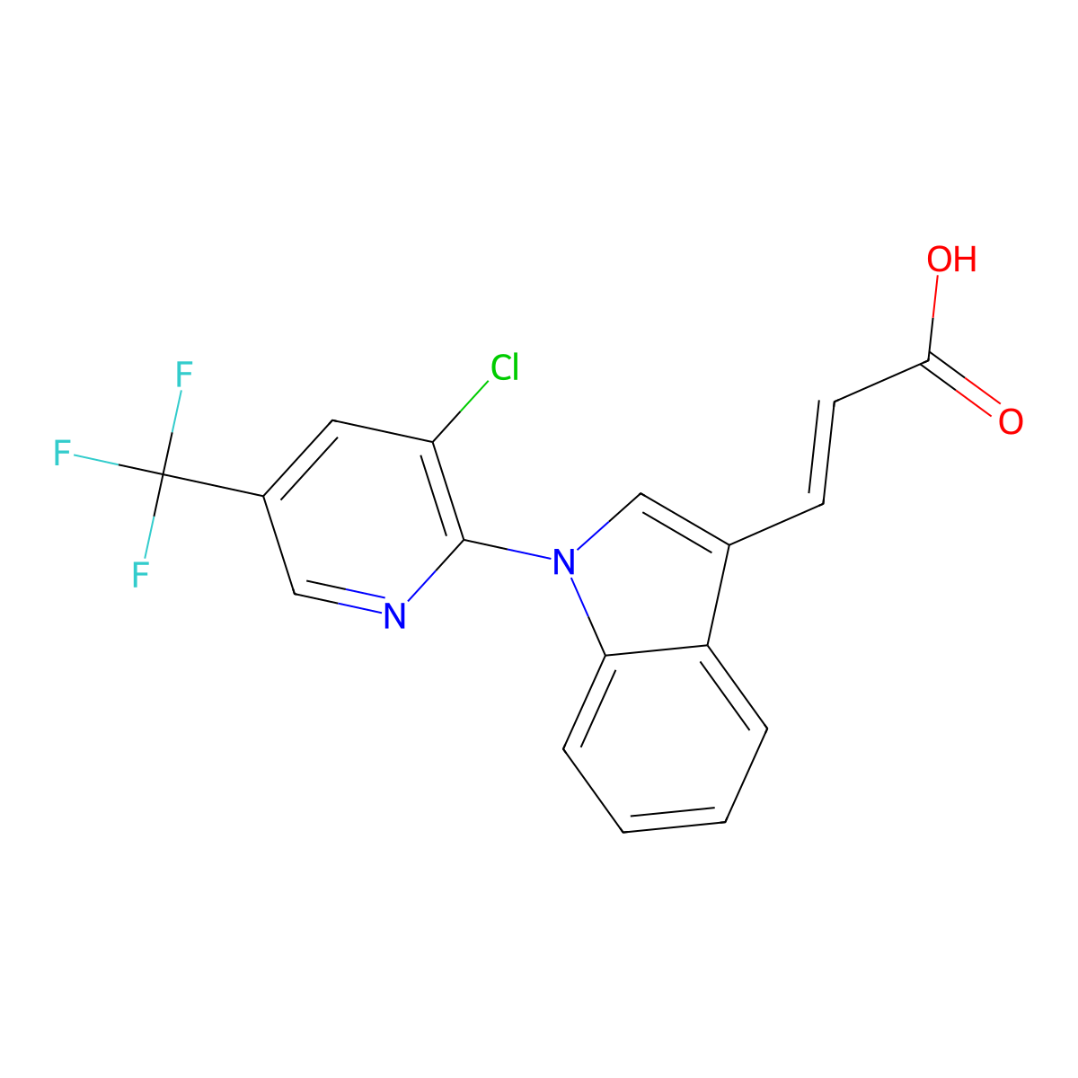 3-{1-[3-chloro-5-(trifluoromethyl)-2-pyridinyl]-1H-indol-3-yl}acrylic acid molecular structure, CAS 1164457-90-2