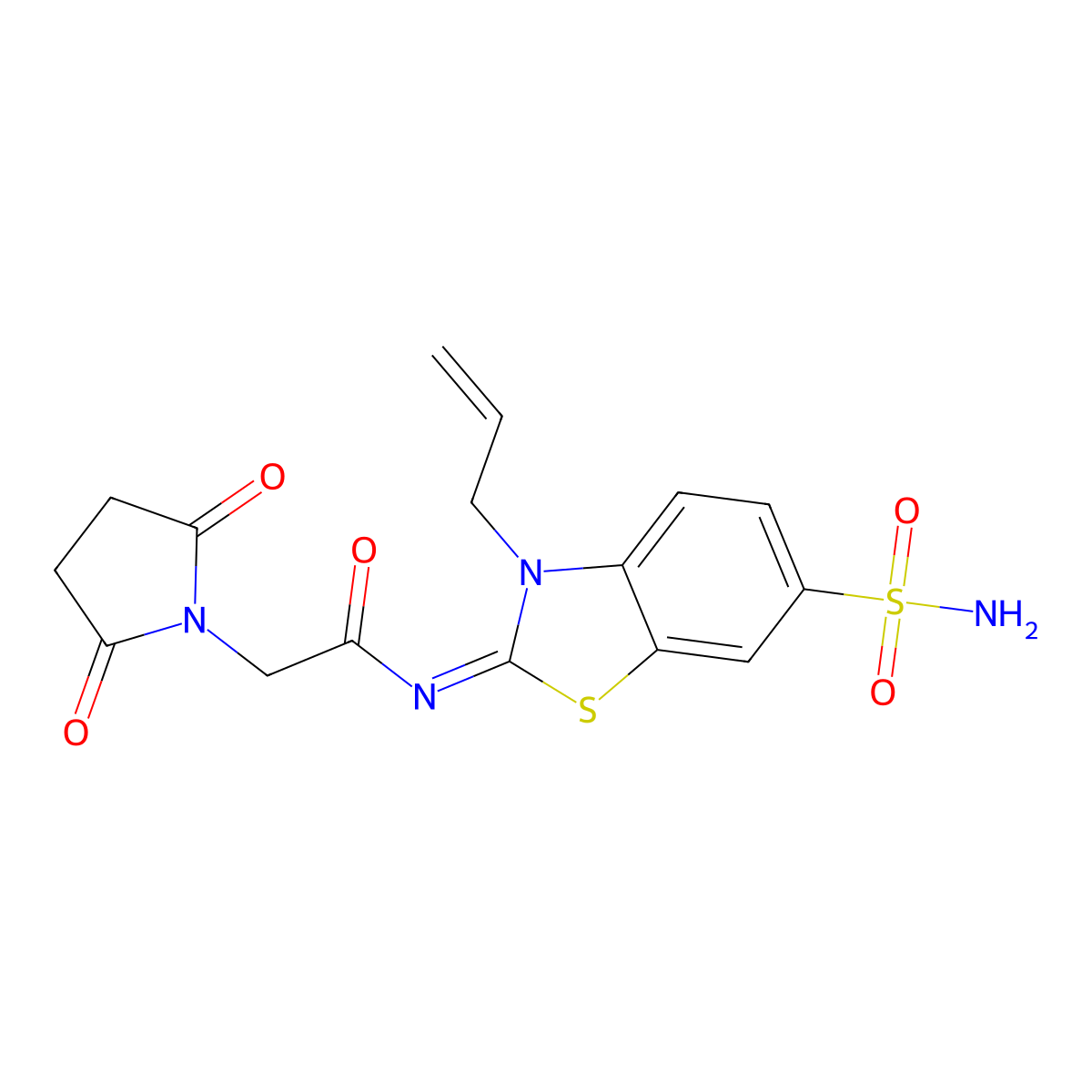 (Z)-N-(3-allyl-6-sulfamoylbenzo[d]thiazol-2(3H)-ylidene)-2-(2,5-dioxopyrrolidin-1-yl)acetamide molecular structure, CAS 1164457-94-6