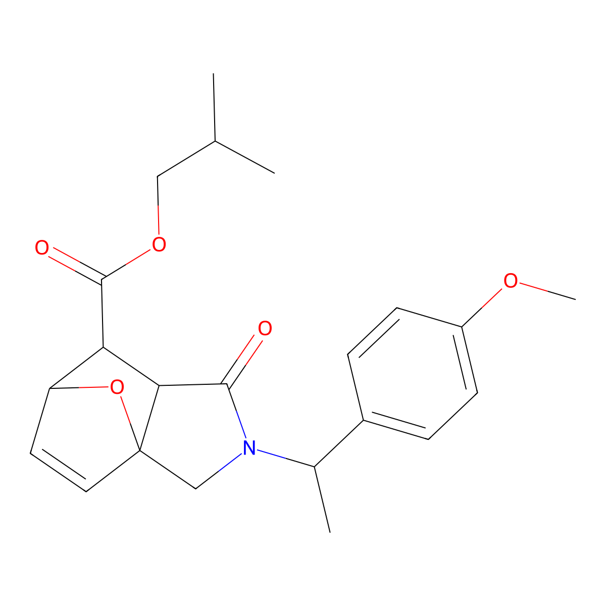 2-Methylpropyl 2-[1-(4-methoxyphenyl)ethyl]-1-oxo-1,2,3,6,7,7a-hexahydro-3a,6-epoxyisoindole-7-carboxylate molecular structure, CAS 1164458-14-3