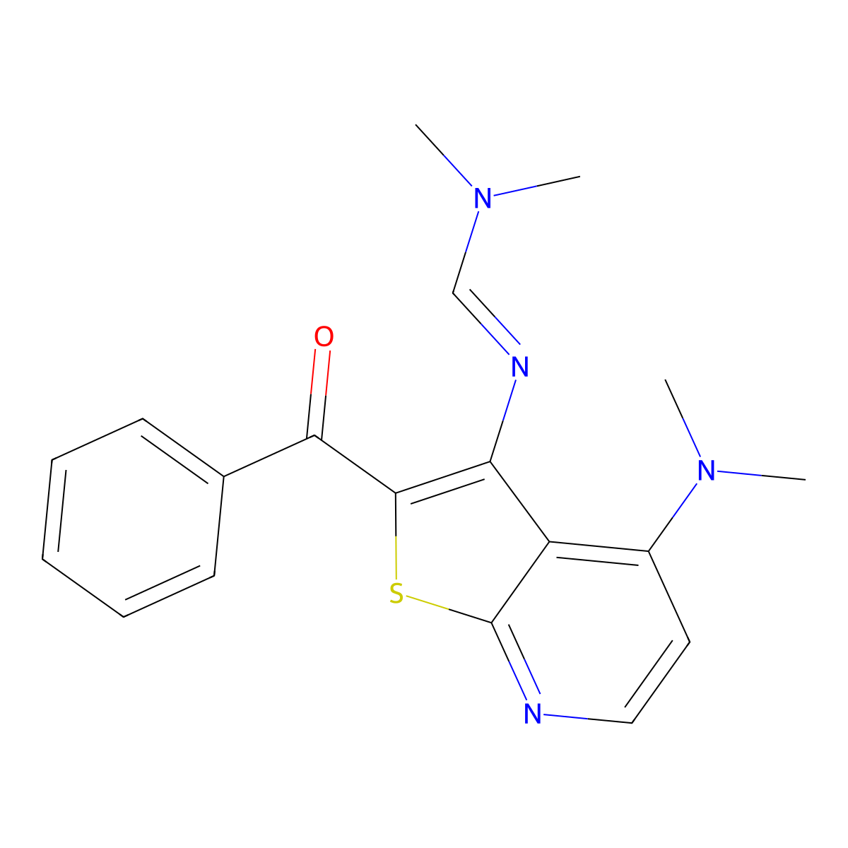 N'-[2-benzoyl-4-(dimethylamino)thieno[2,3-b]pyridin-3-yl]-N,N-dimethylimidoformamide molecular structure, CAS 1164458-74-5