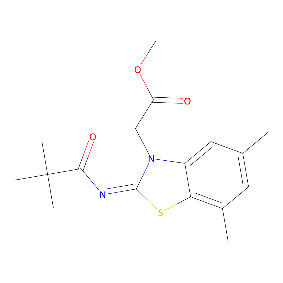 (Z)-methyl 2-(5,7-dimethyl-2-(pivaloylimino)benzo[d]thiazol-3(2H)-yl)acetate molecular structure, CAS 1164459-13-5