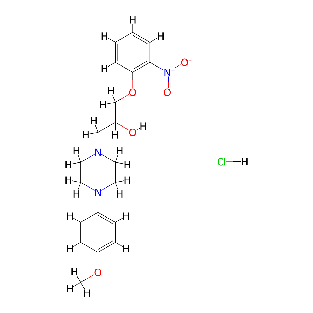 1-(4-(4-Methoxyphenyl)piperazin-1-yl)-3-(2-nitrophenoxy)propan-2-ol hydrochloride molecular structure, CAS 1164459-15-7