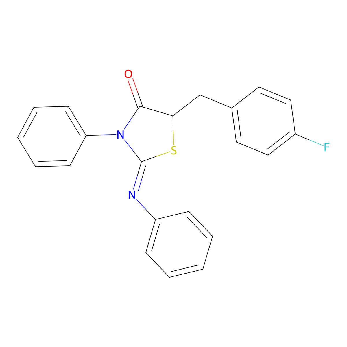 5-(4-Fluoro-benzyl)-3-phenyl-2-[(Z)-phenylimino]-thiazolidin-4-one molecular structure, CAS 1164459-88-4