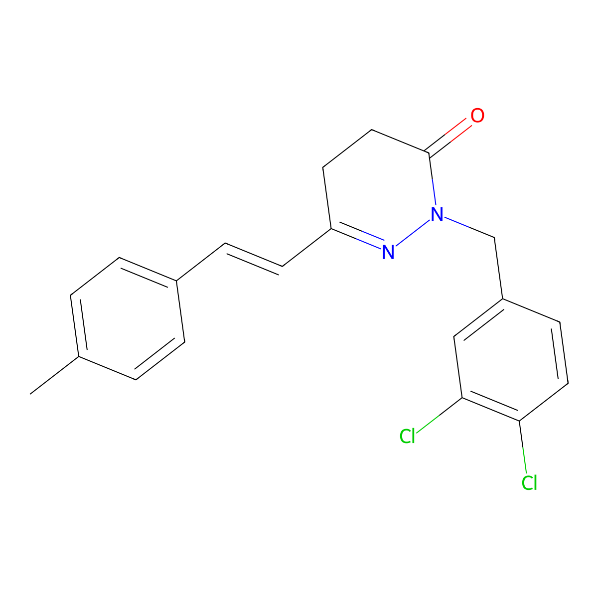 2-(3,4-dichlorobenzyl)-6-(4-methylstyryl)-4,5-dihydro-3(2H)-pyridazinone molecular structure, CAS 1164460-03-0