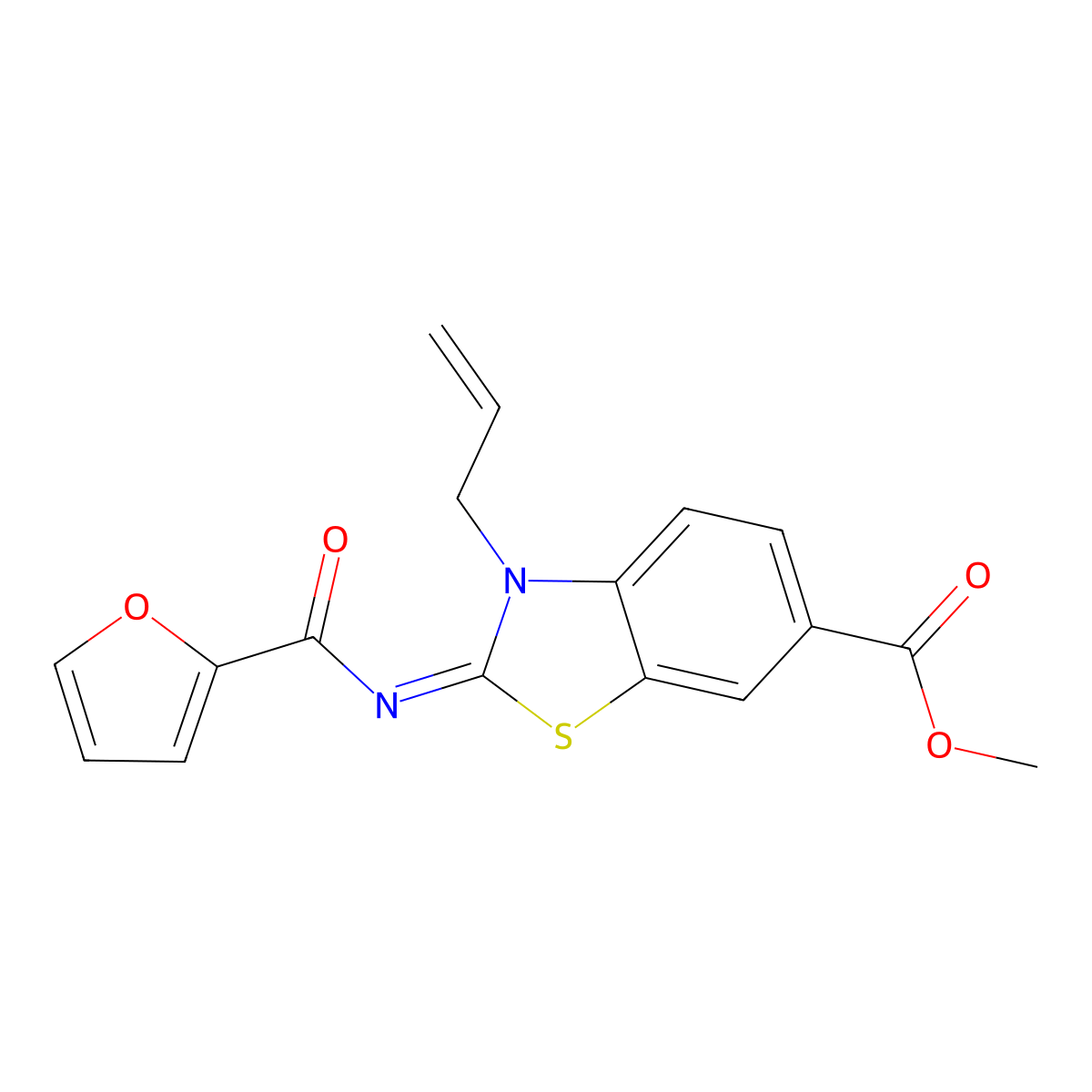 (Z)-methyl 3-allyl-2-((furan-2-carbonyl)imino)-2,3-dihydrobenzo[d]thiazole-6-carboxylate molecular structure, CAS 1164460-40-5