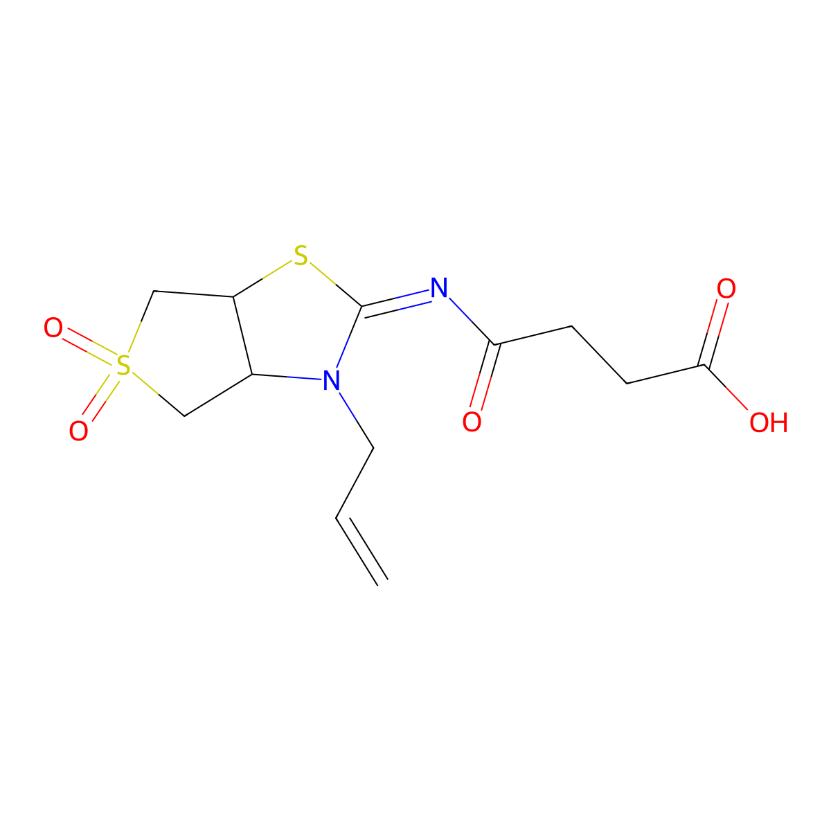 4-{[(2Z)-5,5-dioxido-3-(prop-2-en-1-yl)tetrahydrothieno[3,4-d][1,3]thiazol-2(3H)-ylidene]amino}-4-oxobutanoic acid molecular structure, CAS 1164462-54-7