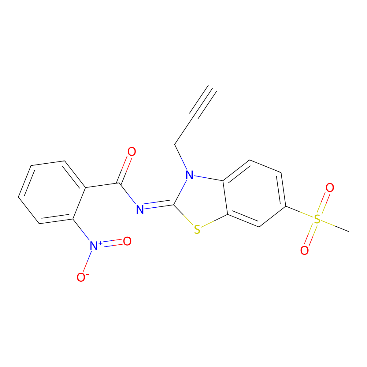 N-(6-methylsulfonyl-3-prop-2-ynyl-1,3-benzothiazol-2-ylidene)-2-nitrobenzamide molecular structure, CAS 1164464-31-6