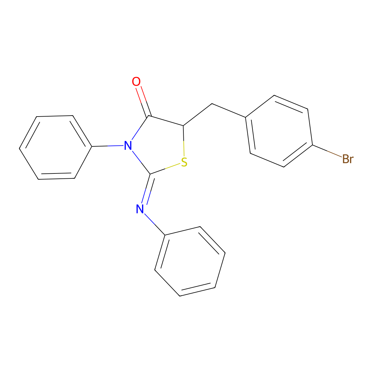 (2Z)-5-(4-bromobenzyl)-3-phenyl-2-(phenylimino)-1,3-thiazolidin-4-one molecular structure, CAS 1164464-49-6