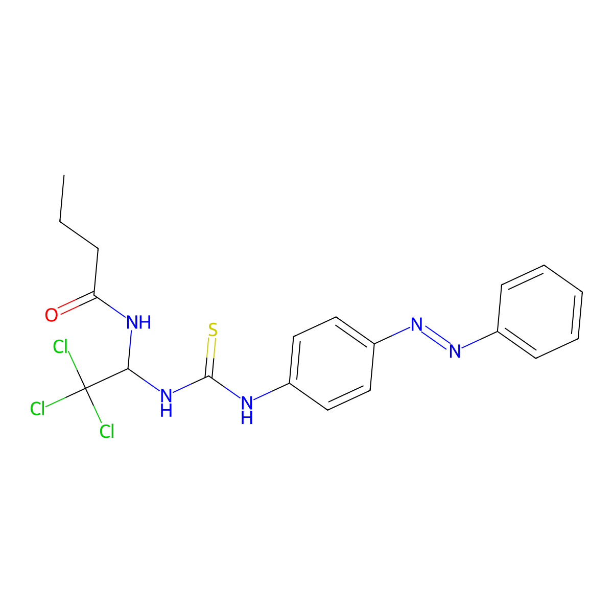 N-{2,2,2-Trichloro-1-[3-(4-phenylazo-phenyl)-thioureido]-ethyl}-butyramide molecular structure, CAS 1164464-63-4