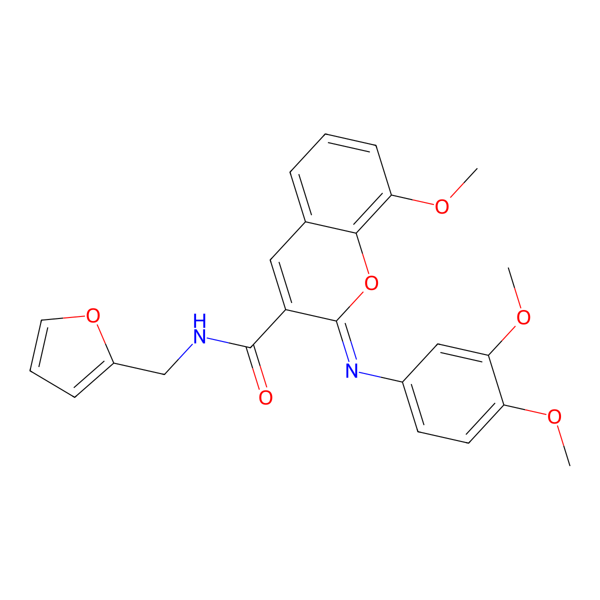 (2Z)-2-[(3,4-dimethoxyphenyl)imino]-N-(2-furylmethyl)-8-methoxy-2H-chromene-3-carboxamide molecular structure, CAS 1164464-94-1
