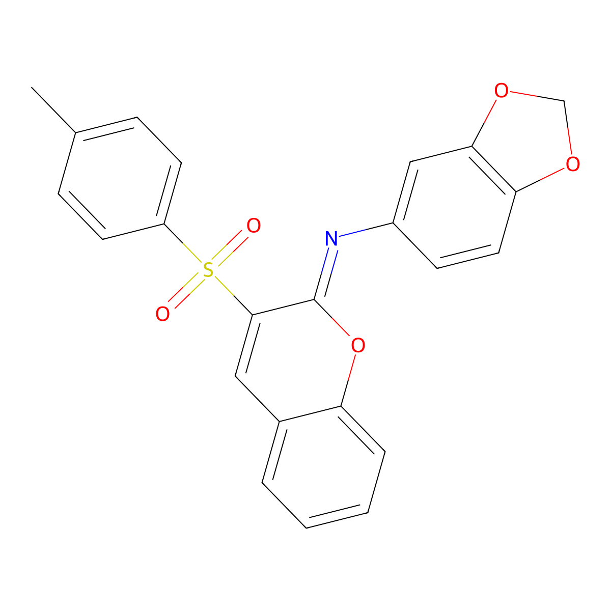 (2Z)-N-(2H-1,3-benzodioxol-5-yl)-3-(4-methylbenzenesulfonyl)-2H-chromen-2-imine molecular structure, CAS 1164467-53-1